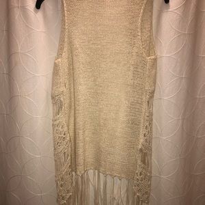 It's Our Time Jackets & Coats - Cream Fringe Crochet Vest, Small, NWOT It's Our Time Jackets & Coats - Cream Fringe Crochet Vest, Small, NWOT